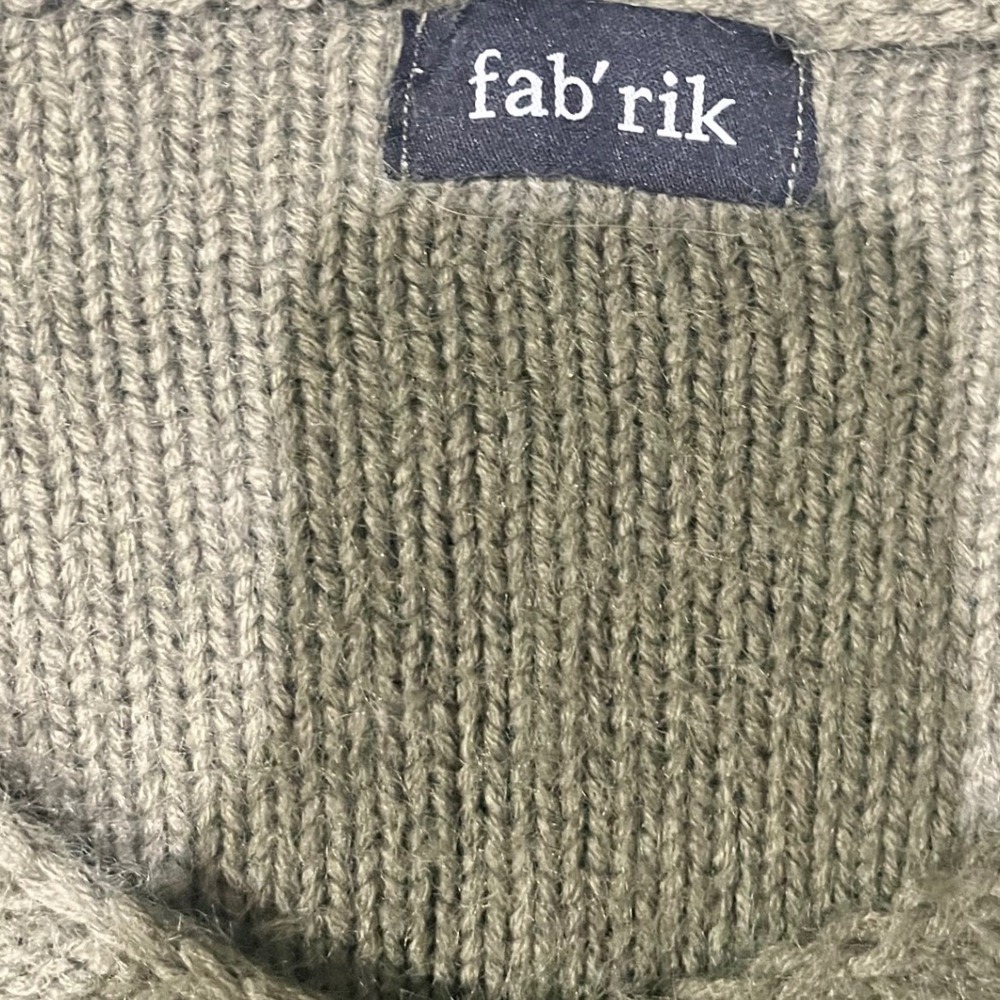 Fabrik V Neck Long Sleeve Knit Sweater Olive Green M L Oversized - Picture 3 of 4